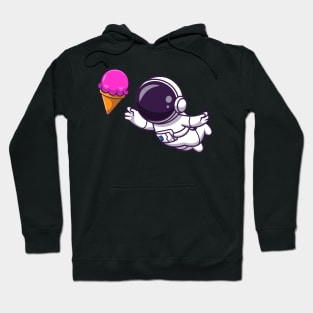 Astronaut Floating with Ice Cream Cartoon Hoodie